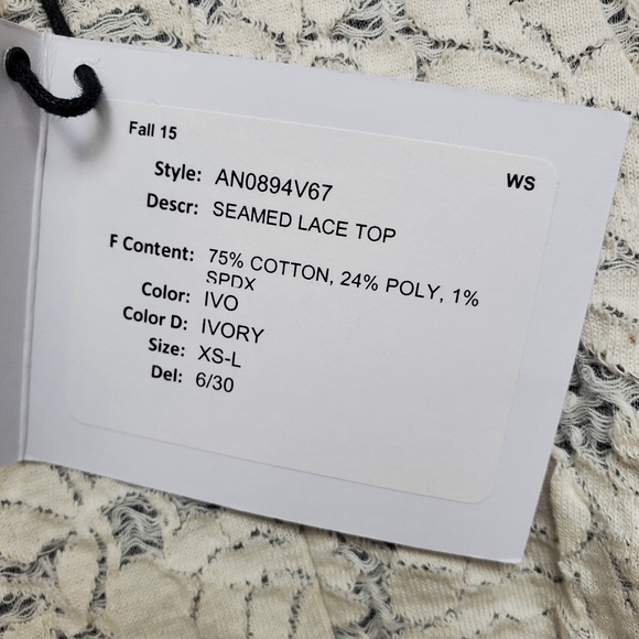 7 For All Mankind Seamed Lace Top  Approx Fit Medium - Picture 5 of 12